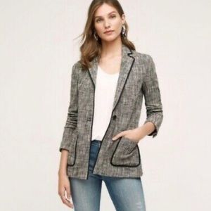 Anthropologie Cartonnier stretch Black and Gray Tweed Blazer